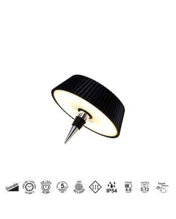 RELAX * TAPON BOTELLA LED NEGRO - RECARGABLE